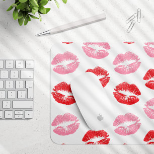 Mousepad Lábios Vermelhos e Rosa, Padrão De Lábios, Batom,