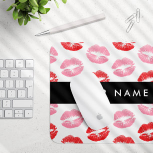 Mousepad Lábios Vermelhos, Lábios Rosa, Beijo, Seu Nome, Pe