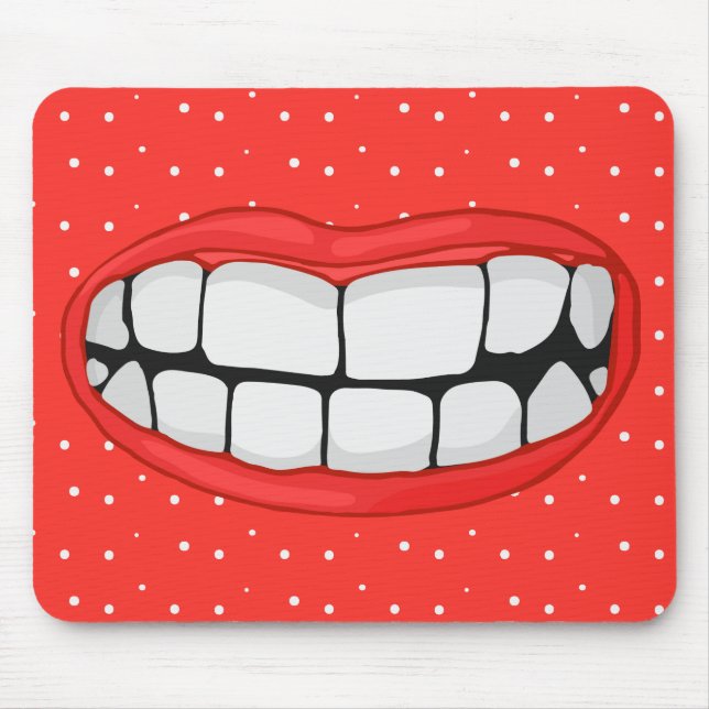 Mousepad lábios vermelhos sorriem com dentes grandes (Frente)
