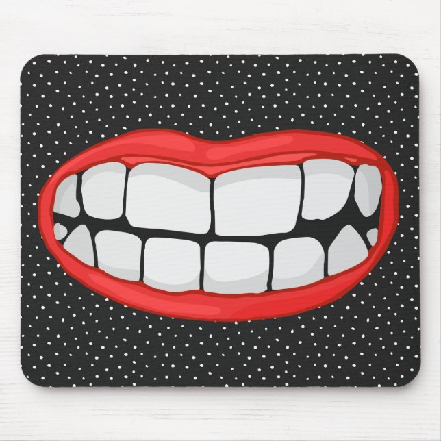 Mousepad lábios vermelhos sorriem com dentes grandes (Frente)