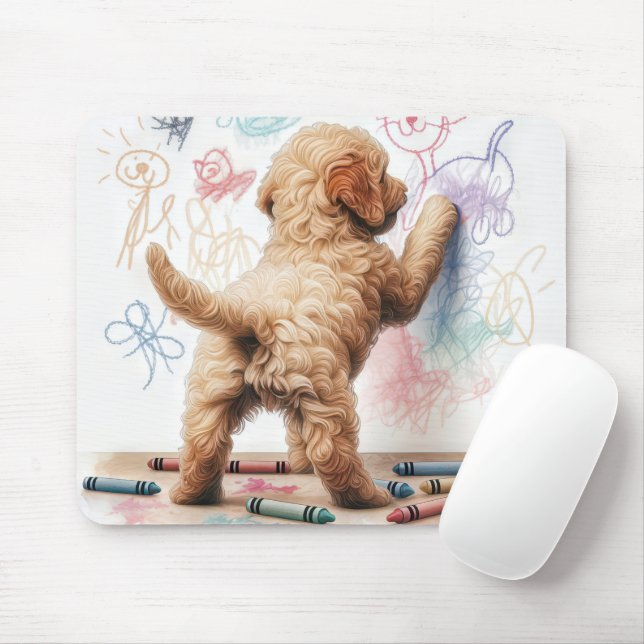 Mousepad Labradoodle Doodling em uma Parede (Com mouse)