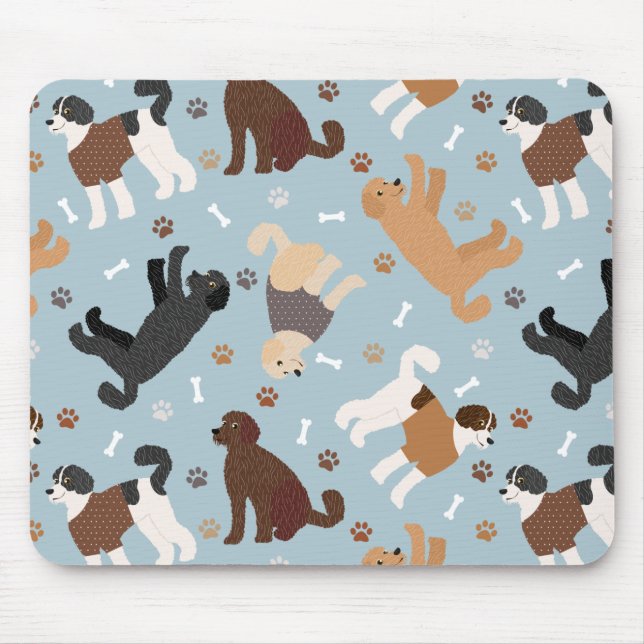 Mousepad Labradoodle / Goldendoodle Bones and Paws (Frente)