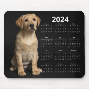 Mousepad Labrador Amarelo Belo Calendário de 2024