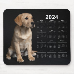 Mousepad Labrador Amarelo Belo Calendário de 2024