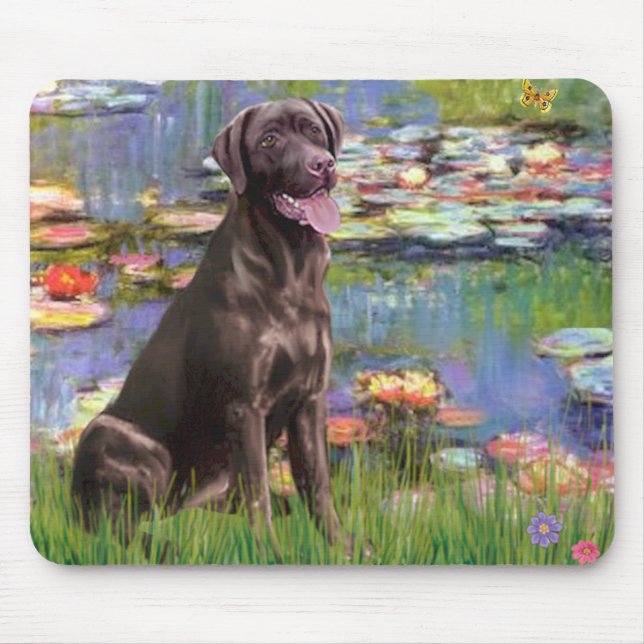 Mousepad Labrador (chocolate) - Lírios 2 (Frente)