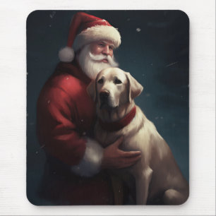 Mousepad Labrador Com Papai Noel Natal Festivo