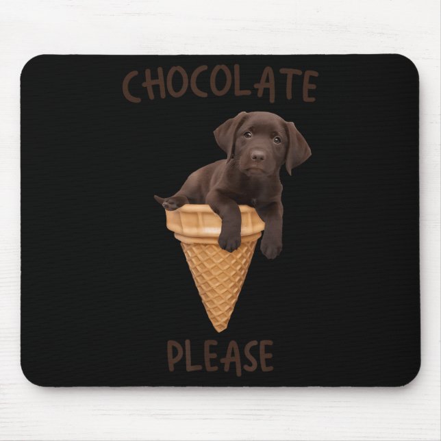 Mousepad Labrador de Sorvete de Waffle Cone de Chocolate (Frente)