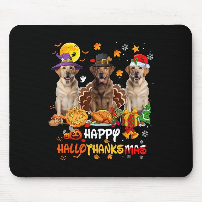 Mousepad Labrador Dog Happy Halloween Feliz de Ação de Graç (Frente)