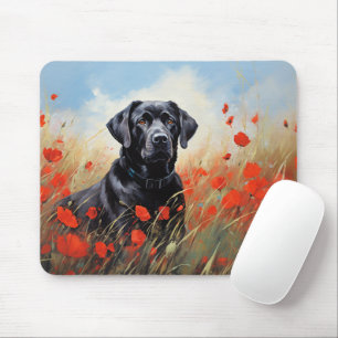 Mousepad Labrador em papoilas