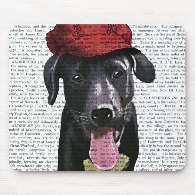 Mousepad Labrador Preto com Boné Vermelho (Frente)