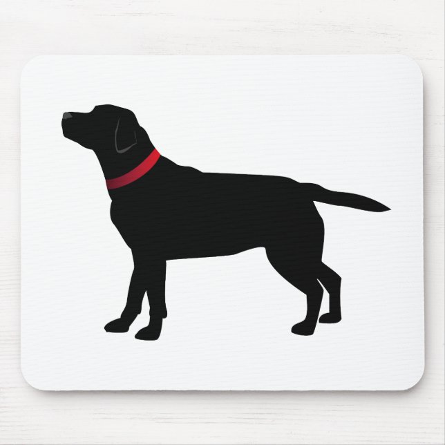 Mousepad Labrador preto com colar vermelho (Frente)