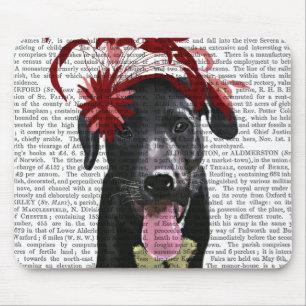 Mousepad Labrador Preto Com Fascinador Vermelho