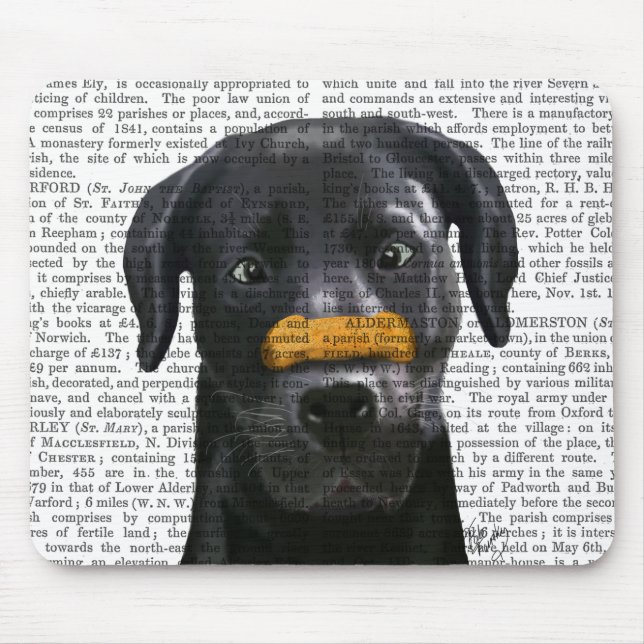 Mousepad Labrador Preto com Osso no Nariz (Frente)