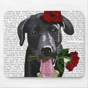 Mousepad Labrador Preto com Rosas 2
