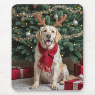 Mousepad Labrador Retriever Com Reindeer Antlers