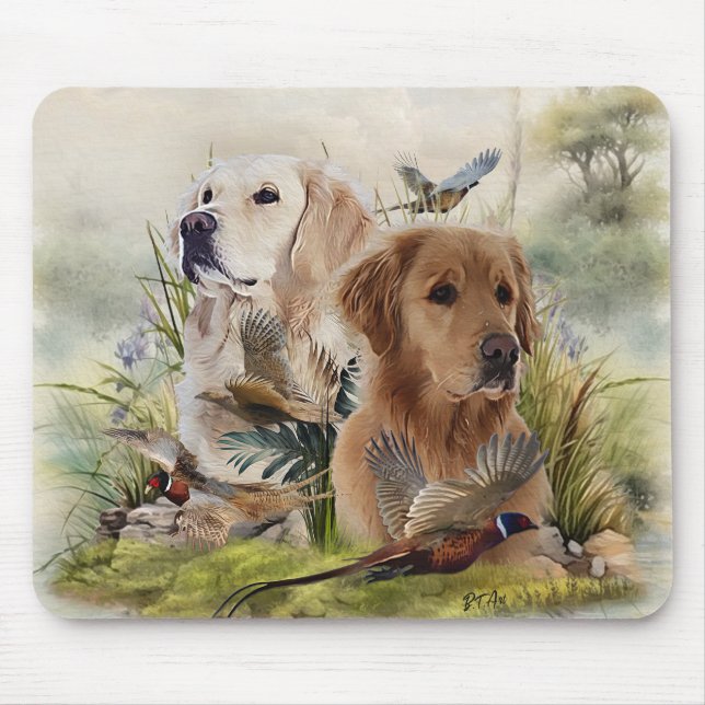 Mousepad Labrador Retrievers com Faisão, Arte (Frente)