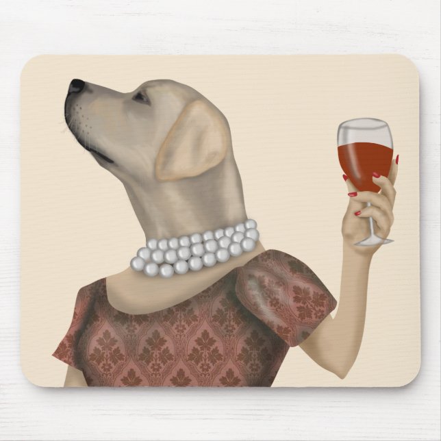 Mousepad Labrador Wine Snob Amarelo (Frente)