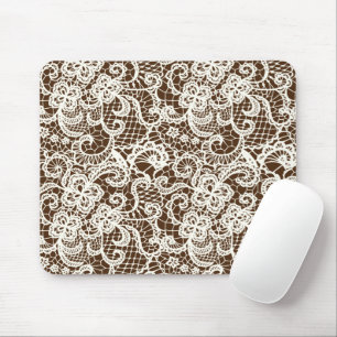 Mousepad Lace Branco Desligado No Suporte De Mouse Marrom