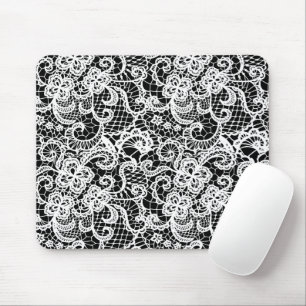 Mousepad Lace Branco Em Preto
