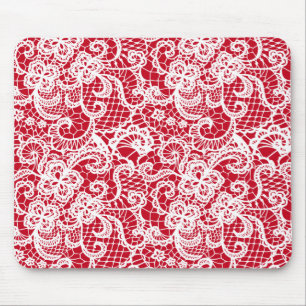 Mousepad Lace Branco Em Vermelho