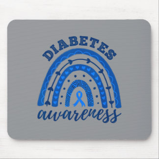 Mousepad Laço Azul Arco-íris Conscientização sobre Diabetes