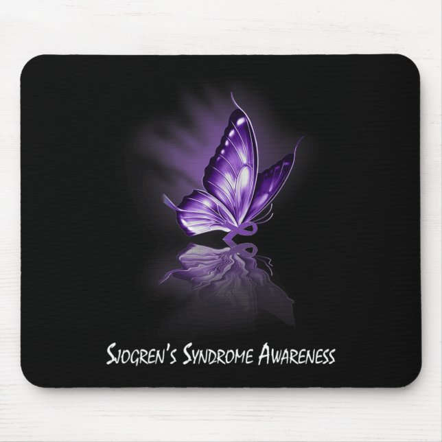 Mousepad Laço Borboleta Conscientização da Síndrome de Sjog (Frente)