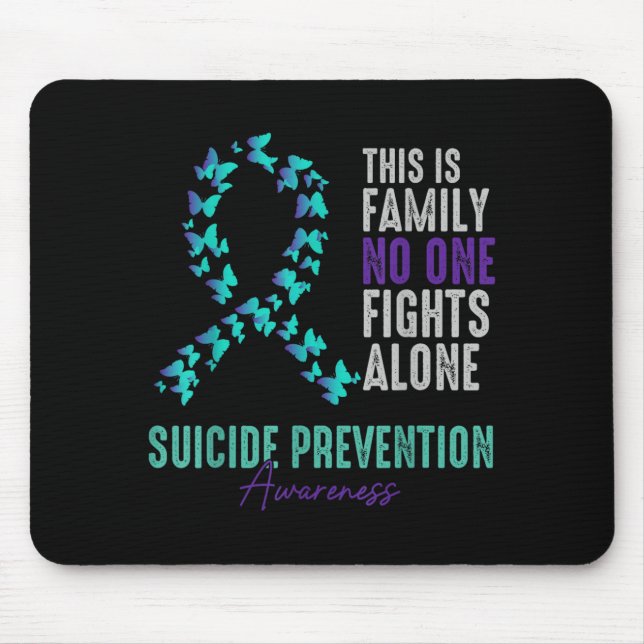 Mousepad Laço Borboleta Roxo Azul Prevenção Conscientização (Frente)