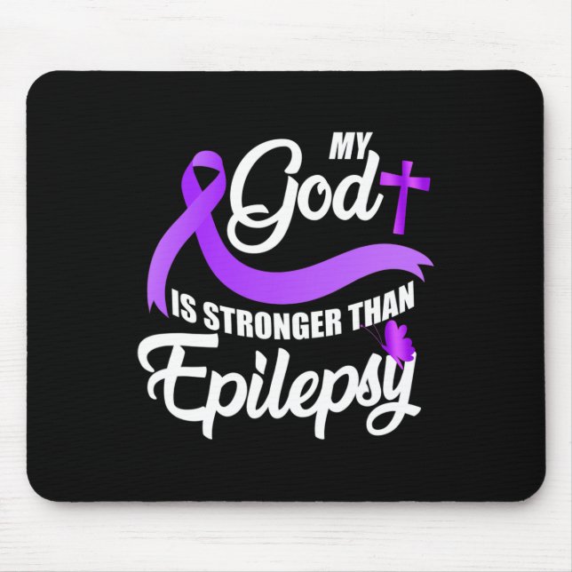 Mousepad Laço de Conscientização da Epilepsia Meu Deus é Ma (Frente)