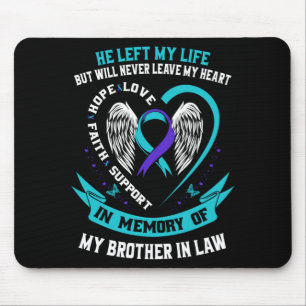 Mousepad Laço de conscientização roxo-turquesa cunhado