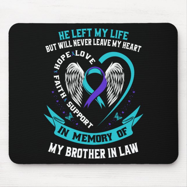 Mousepad Laço de conscientização roxo-turquesa cunhado (Frente)
