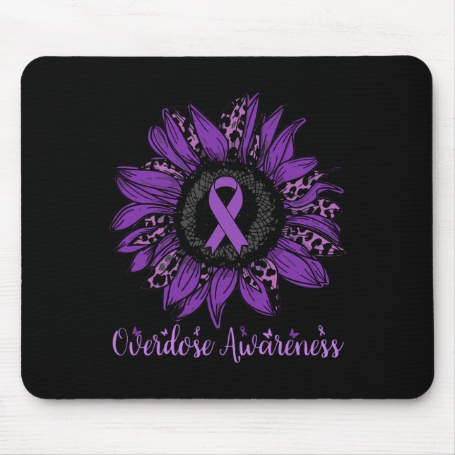 Mousepad Laço de Conscientização sobre Overdose Leopardo Gi (Frente)