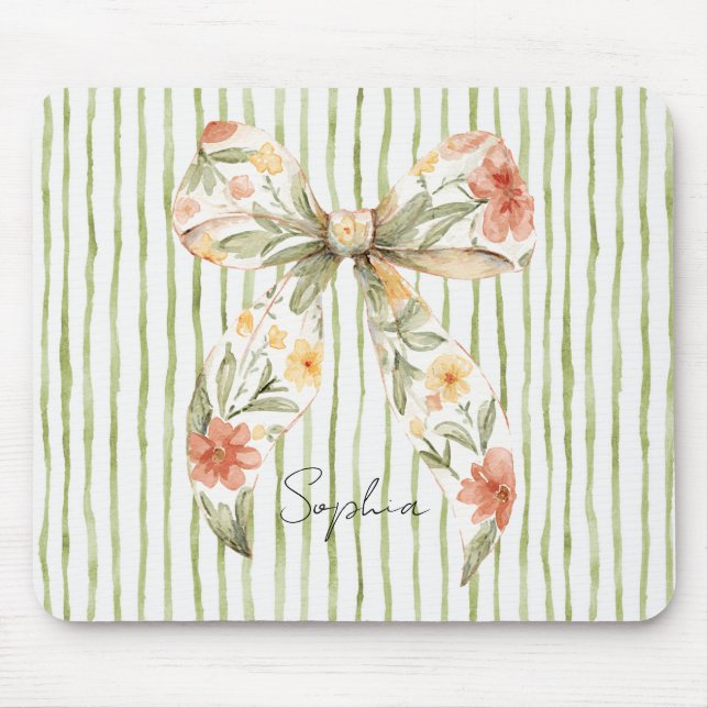 Mousepad Laço Floral Listras Verdes (Frente)