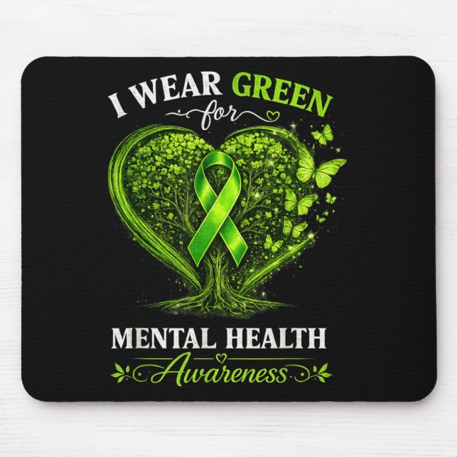 Mousepad Laço Mental Verde Saúde Mental (Frente)