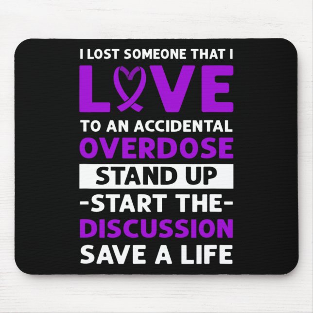 Mousepad Laço Roxo. Conscientização sobre overdose acidenta (Frente)