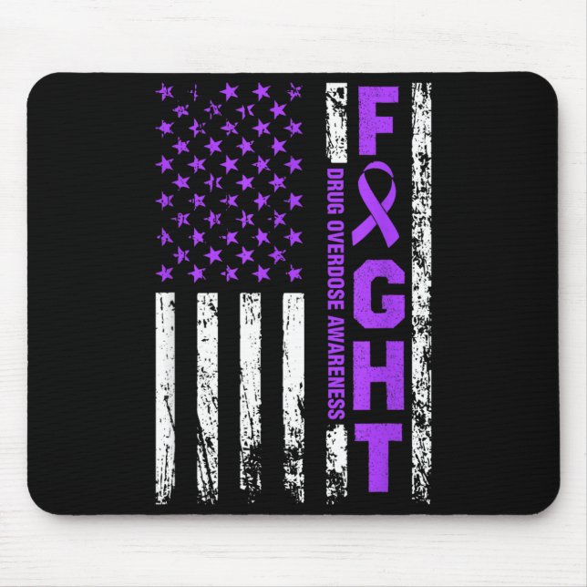 Mousepad Laço Roxo de Conscientização sobre Overdose Bandei (Frente)