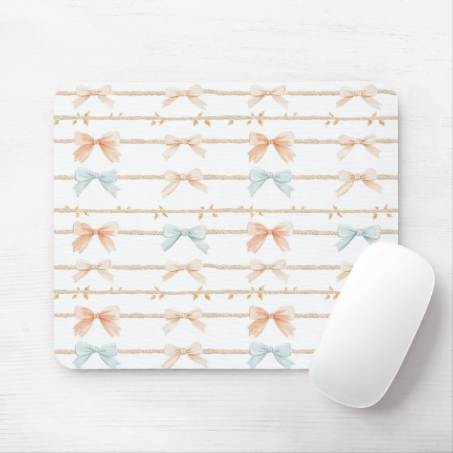 Mousepad Laços Azuis de Pêssego Creme (Com mouse)