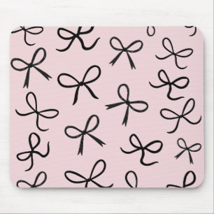 Mousepad Laços Pretos Pequenos e Fofos na Moda Rosa