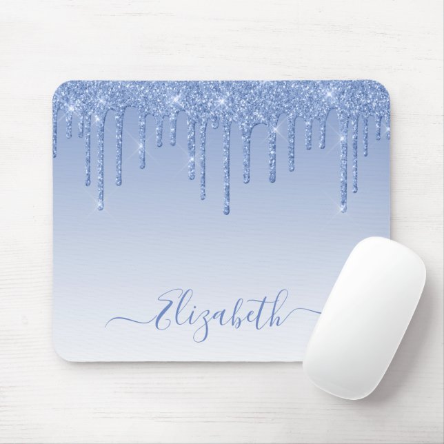 Mousepad Lacre Moderno Azul Poeira Brilhante Estilo Script (Com mouse)