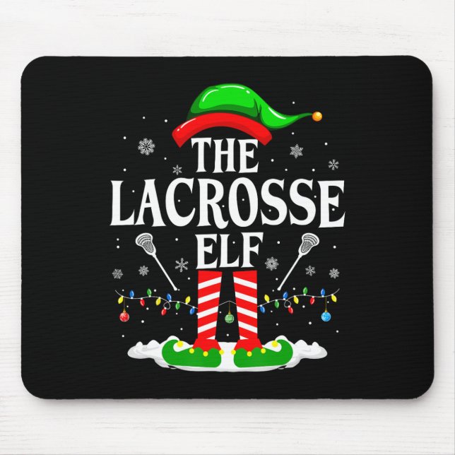 Mousepad Lacrosse Elf Funny Matching Xmas Lacrosse Chri (Frente)