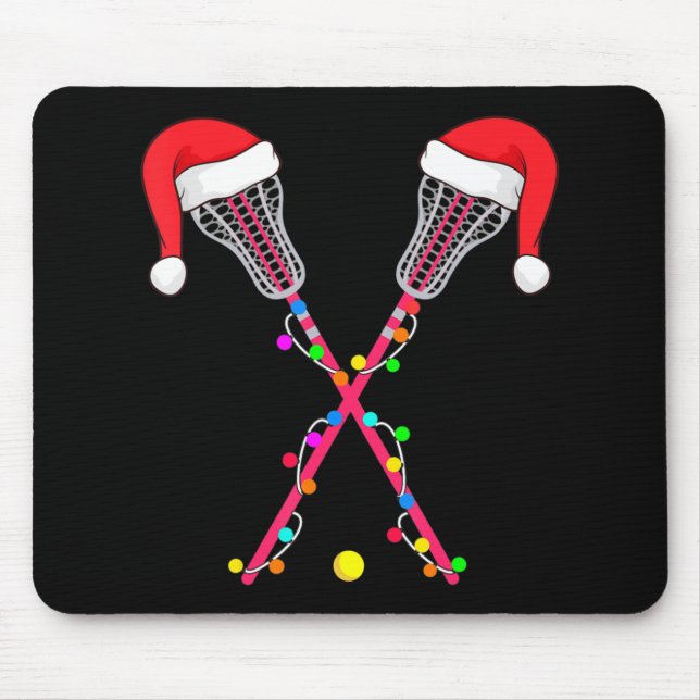 Mousepad Lacrosse Santa Hat Natal Luz Divertimento Natal (Frente)