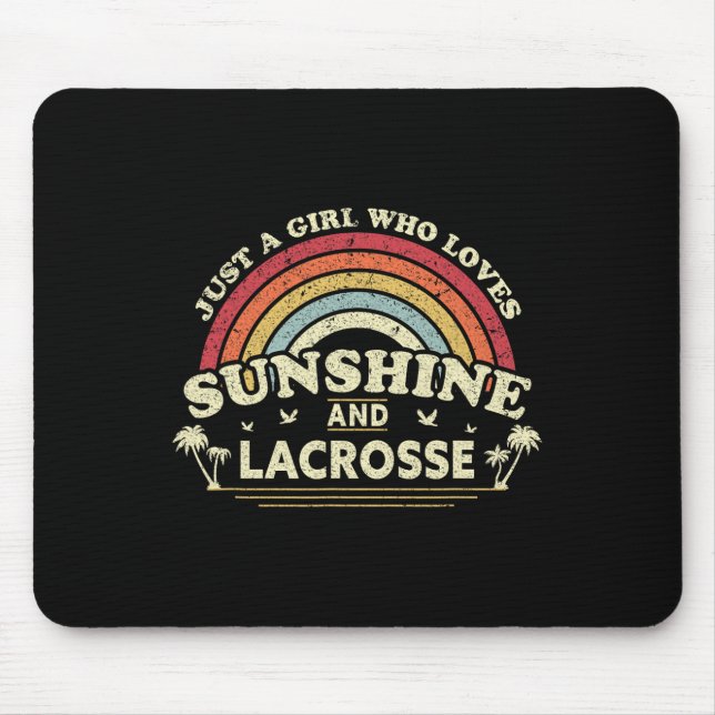 Mousepad Lacrosse Shirt. Uma Menina Que Ama Sol E Lacr (Frente)