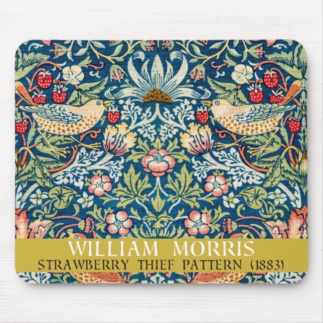 Mousepad Ladrão de morango - Design de William Morris (Frente)
