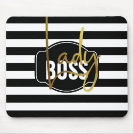 Mousepad Lady Boss - Bocal Preto-Branco e Dourado