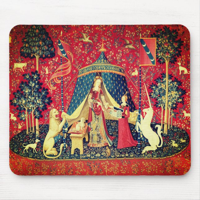 Mousepad LADY E UNICORN Lion,Flores Fantásticas,Animais (Frente)