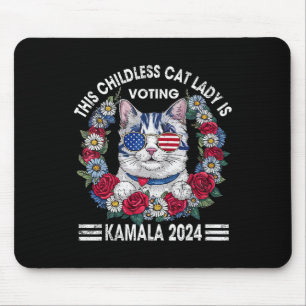 Mousepad Lady Gato Sem Filhos Está Votando Kamala Harris 20