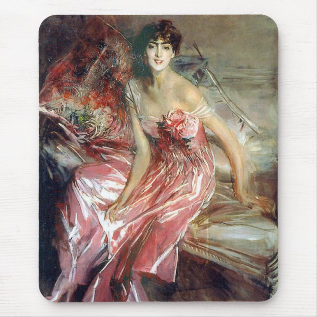 Mousepad Lady in a Pink Dress (por Giovanni Boldini) (Frente)
