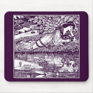 Mousepad Lady Reading ao lado de um lago