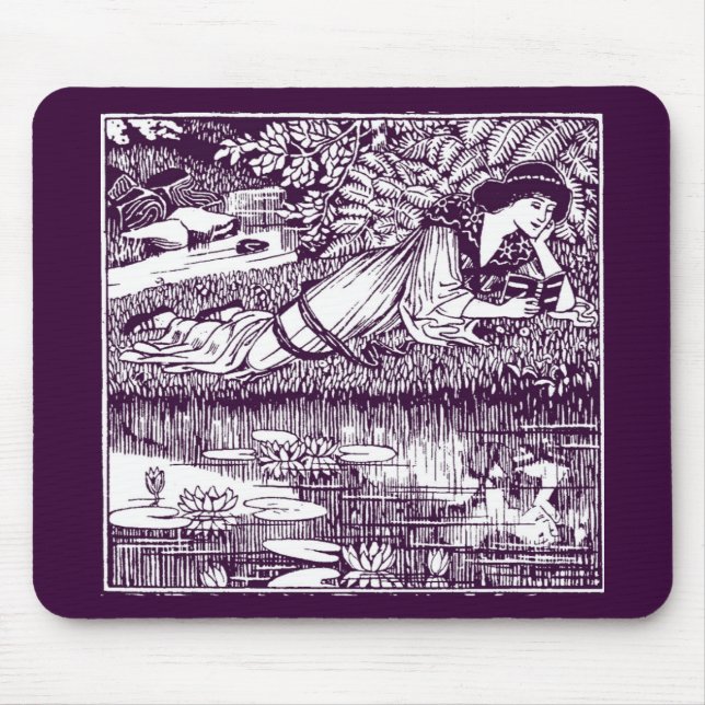 Mousepad Lady Reading ao lado de um lago (Frente)