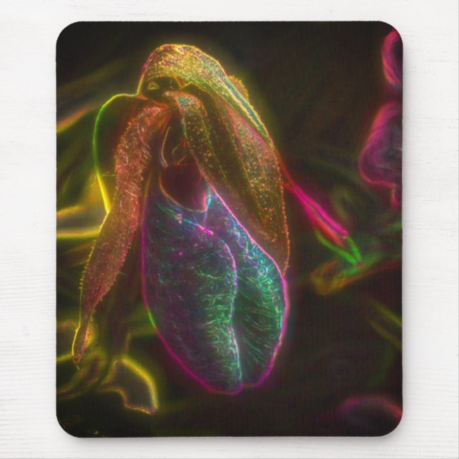 Mousepad Lady Slipper Orchid Abstrato Flower Art (Frente)