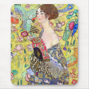 Mousepad Lady with Fan, por Gustav Klimt, Vintage Japonism